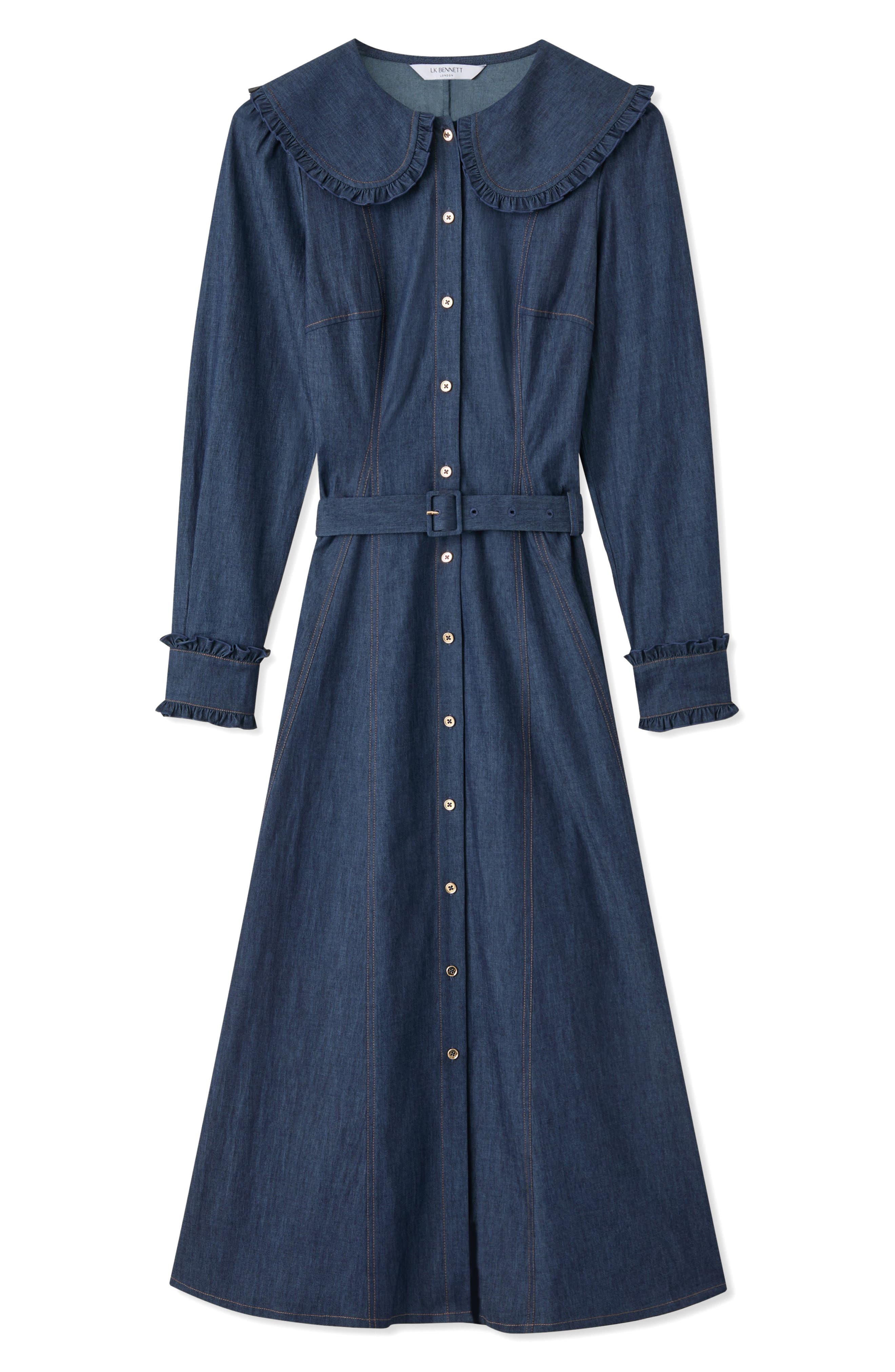 LK Bennett Pippa Long Sleeve Frill Shirtdress (Women) | Nordstrom