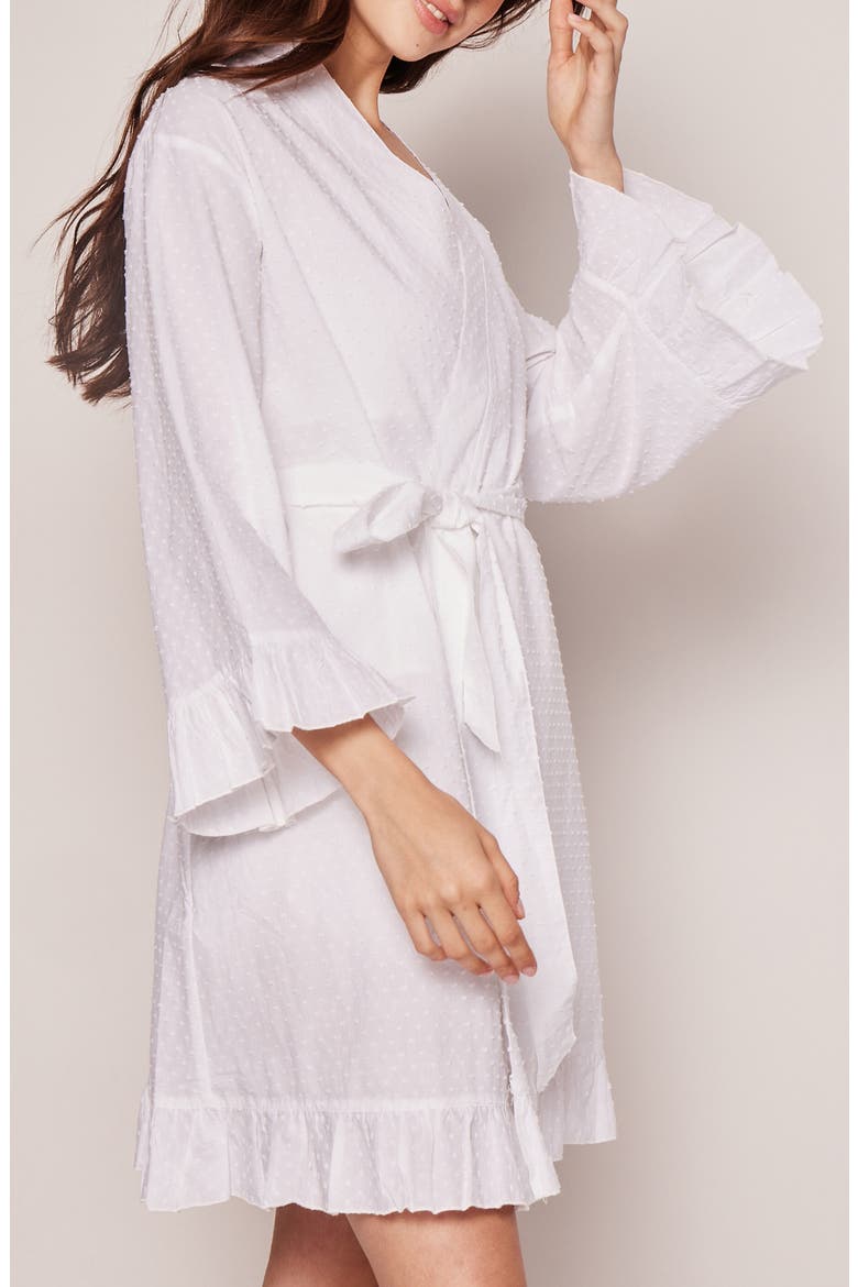 Swiss Dot Cotton Robe, Alternate, color, WHITE