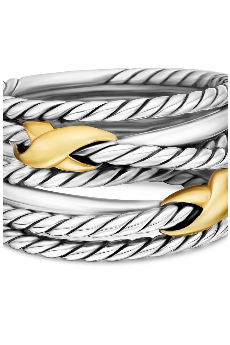 Double X Crossover Ring in Sterling Silver with 18K Yellow Gold, 13mm, Alternate, color, TWO TONE