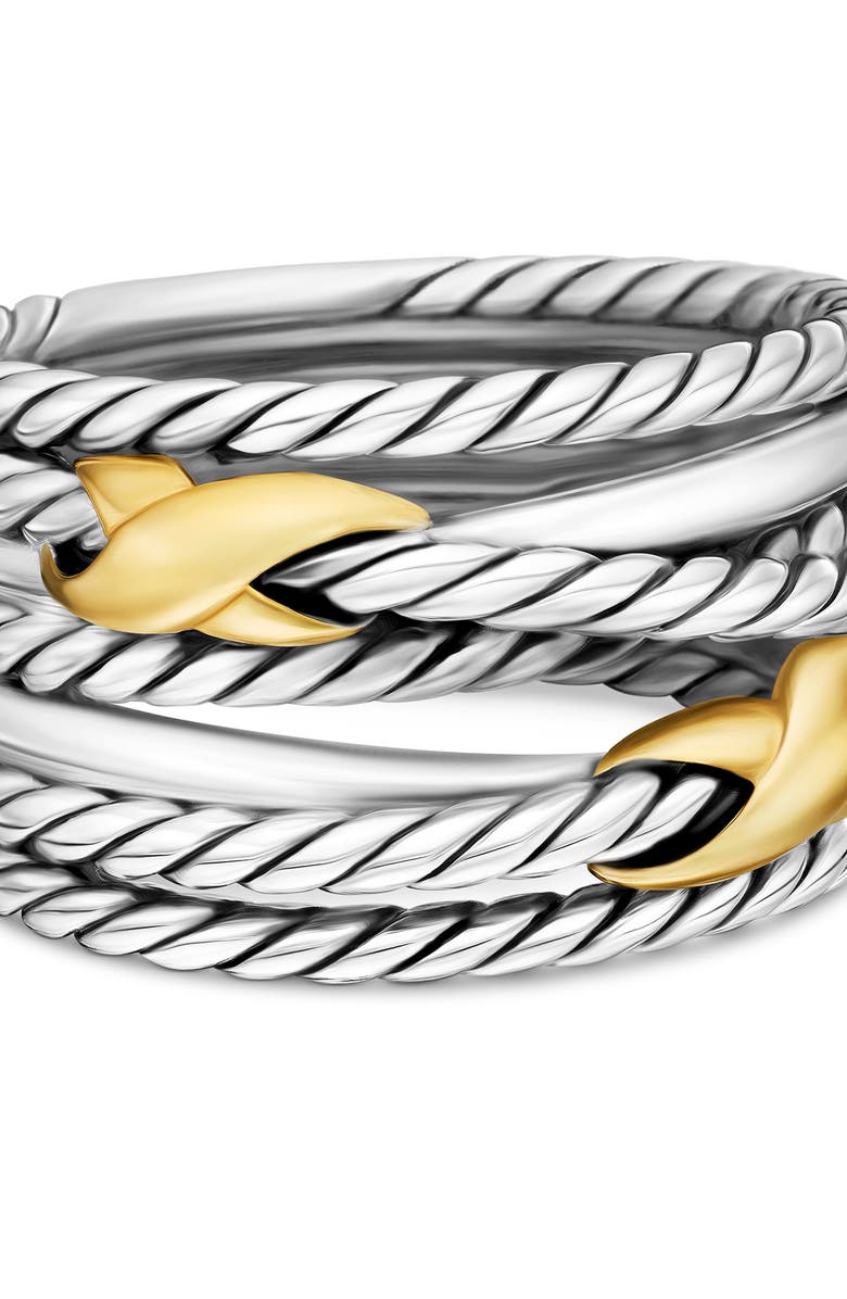 David Yurman Double X Crossover Ring in Sterling Silver with 18K Yellow Gold, 13mm, Alternate, color, Two Tone