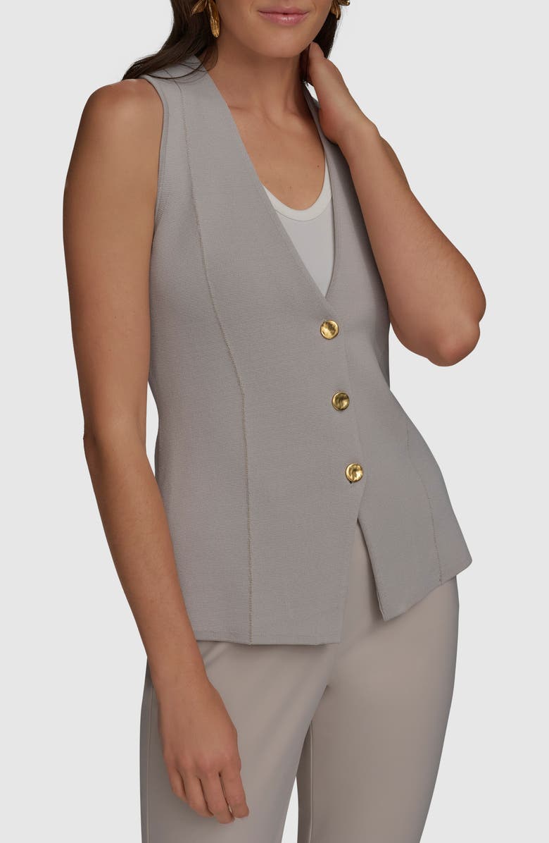 Donna Karan New York Button-Up Knit Vest, Alternate, color, 