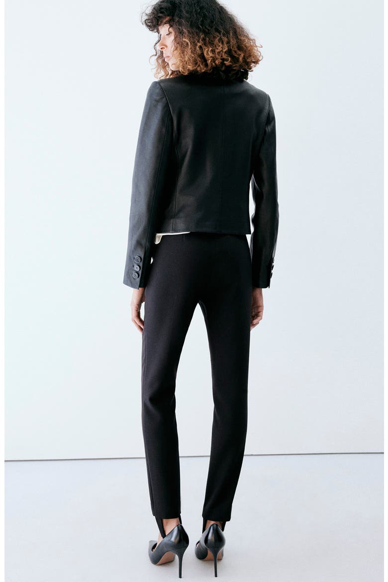 Fitted Mid Rise Stirrup Trousers, Alternate, color, BLACK