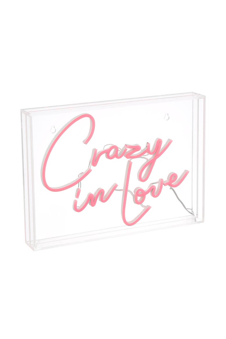 10" Contemporary Glam Acrylic Box USB Operated LED Neon Light, Main, color, Red