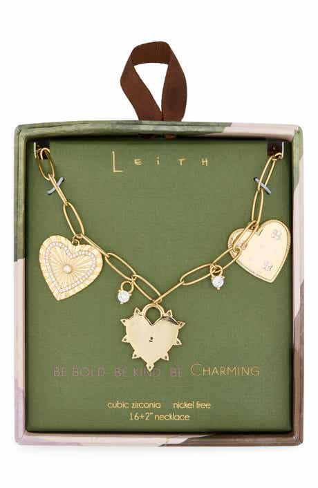 Leith Cubic Zirconia Heart Charm Necklace