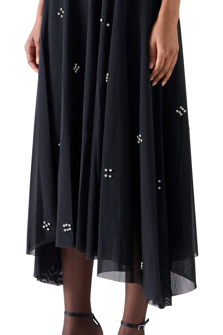 Diamond Dice Mesh Midi Dress, Alternate, color, BLACK