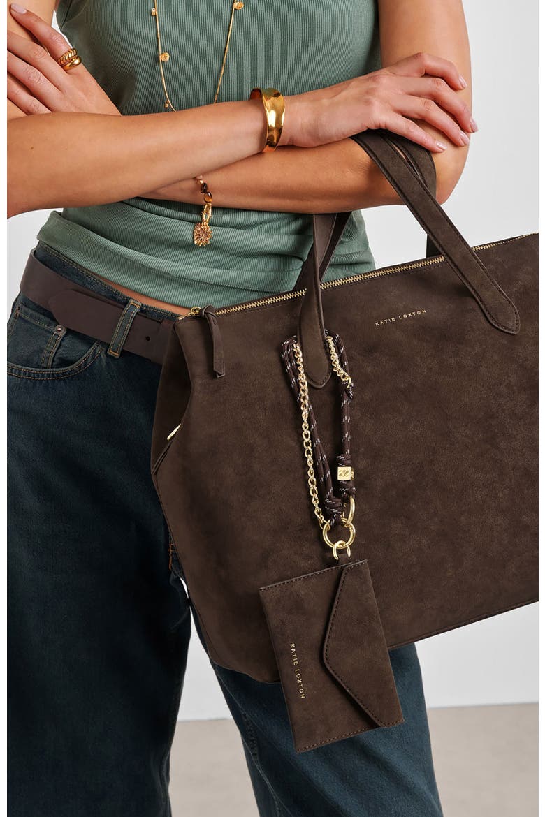 Cord Purse, Alternate, color, Bitter Chocolate Suedette