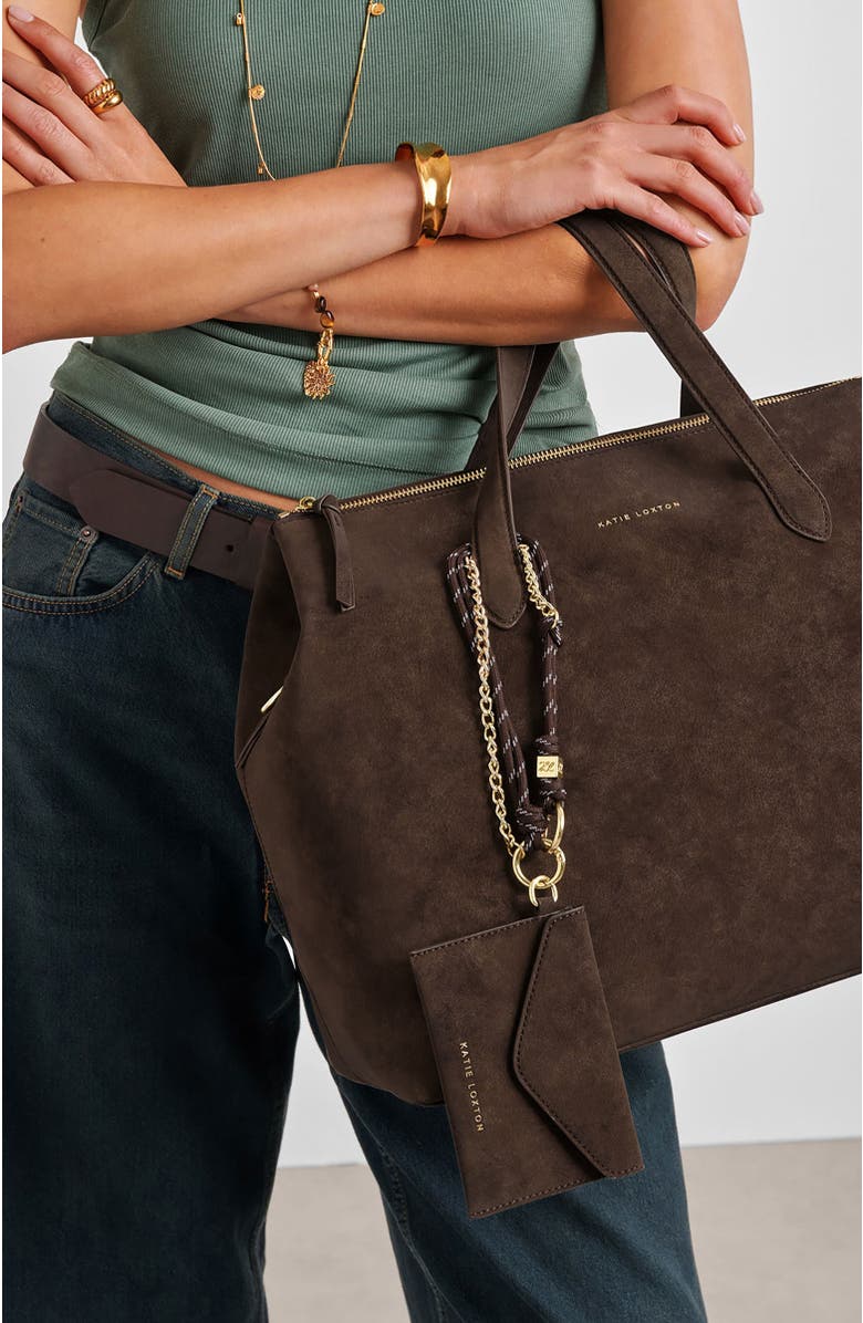 Katie Loxton Cord Purse, Alternate, color, Bitter Chocolate Suedette