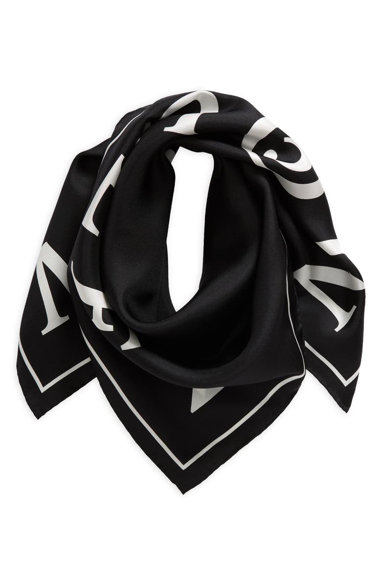 McQueen Logo Square Silk Scarf, Alternate, color,
