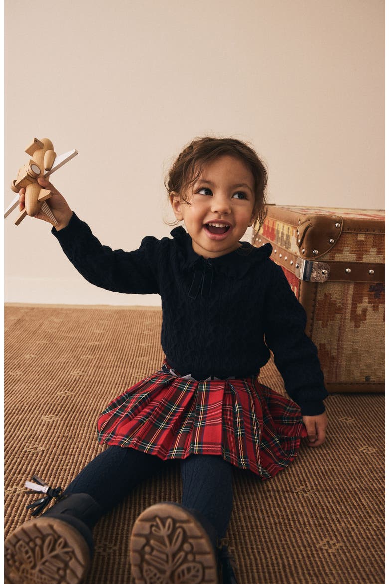 Kids' Bow Cotton & Cashmere Sweater, Alternate, color, BLUE