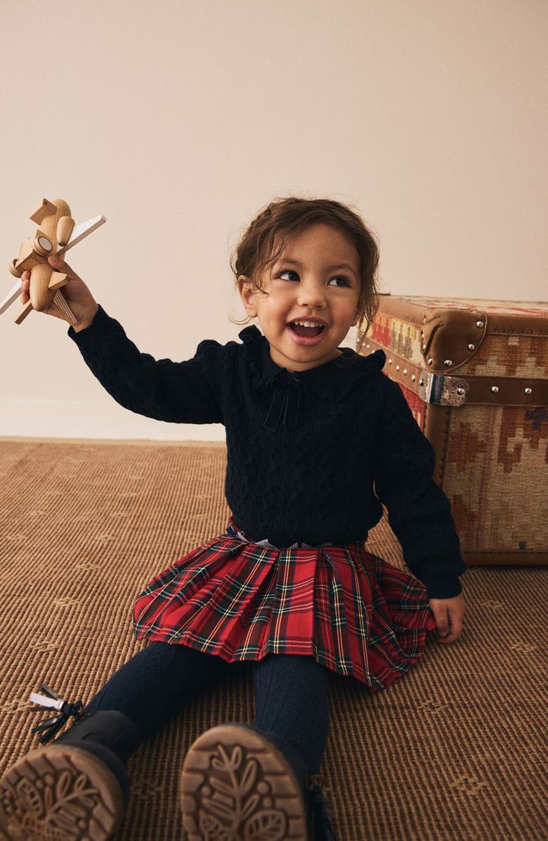 NEXT Kids' Bow Cotton & Cashmere Sweater, Alternate, color, Blue