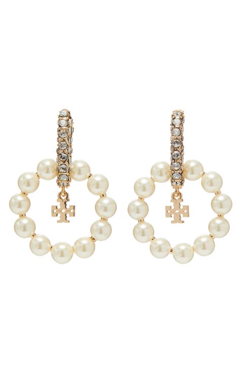 Moondance Faux Pearl Hoop Earrings