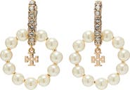 Tory Burch Moondance Faux Pearl Hoop Earrings