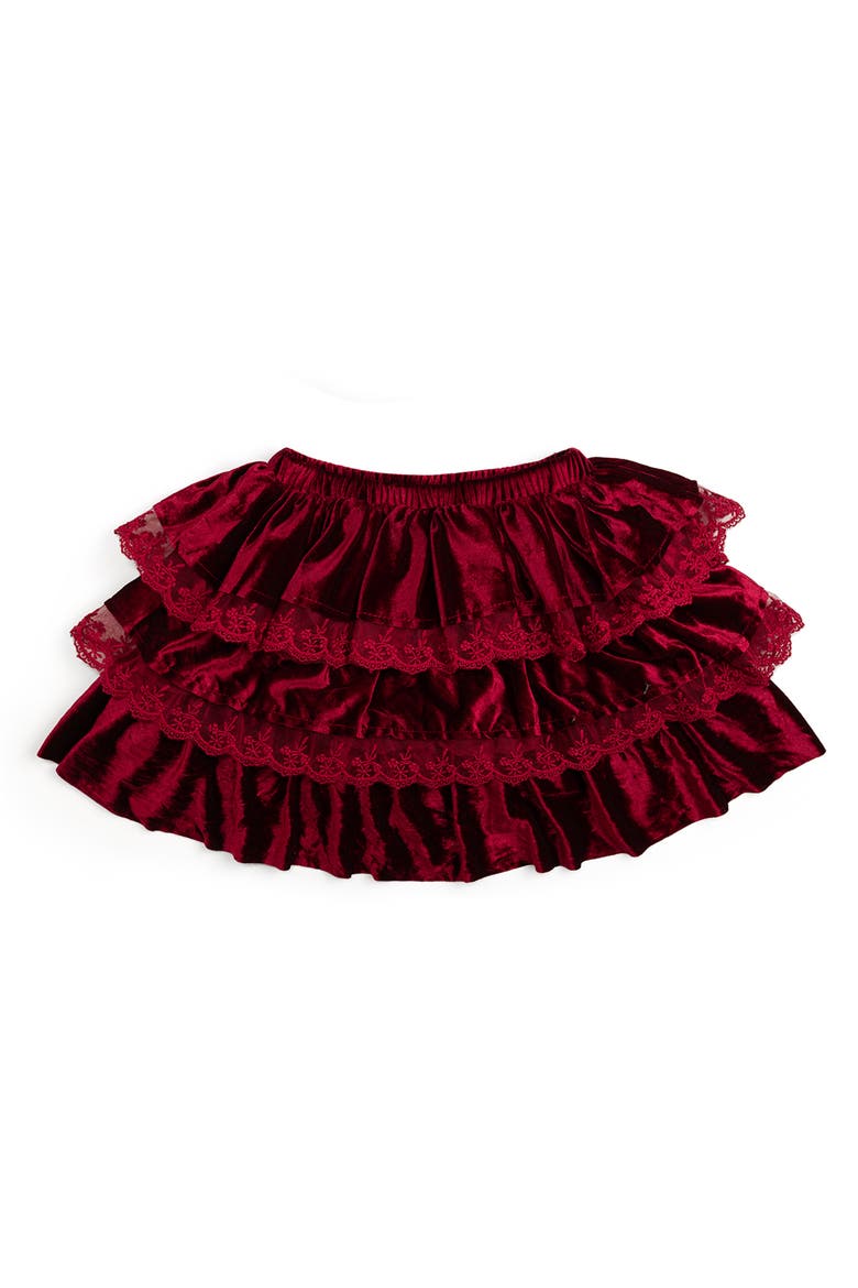 Ruby Red Velvet Tiered Christmas Skirt, Main, color, Ruby Red