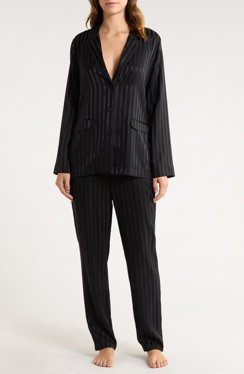 Stripe Jacquard Washable Silk Pajamas