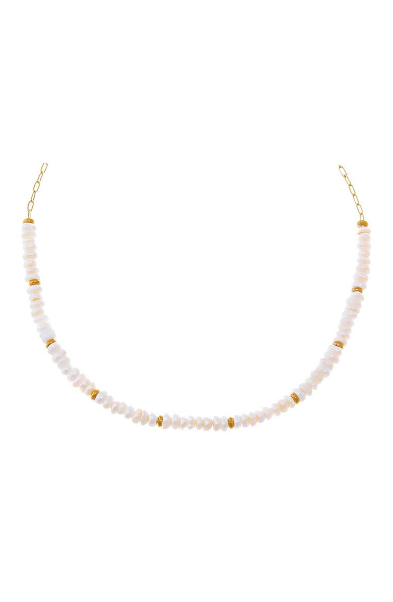 BY ADINA EDEN Gold Bead Freshwater Pearl Necklace, Main, color, Pearl White