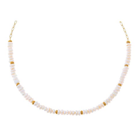 Gold Bead Freshwater Pearl Necklace