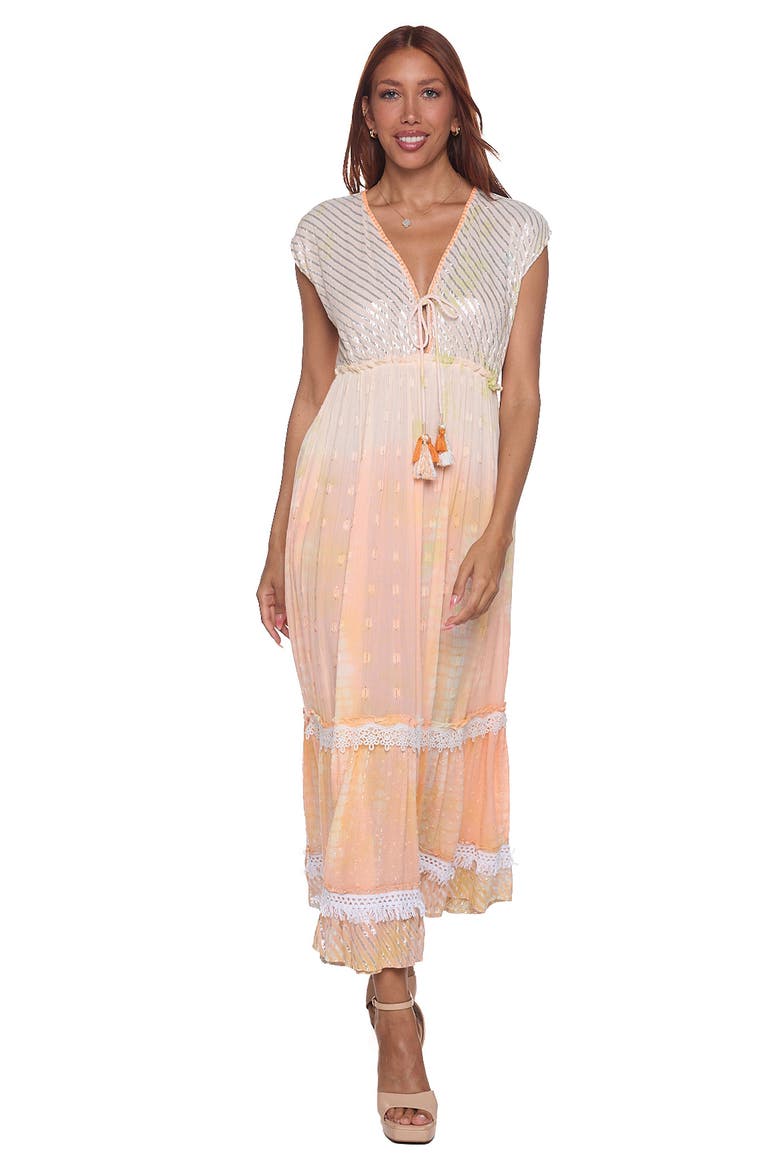 Tassel Cover-Up Maxi Dress, Alternate, color, PEACH