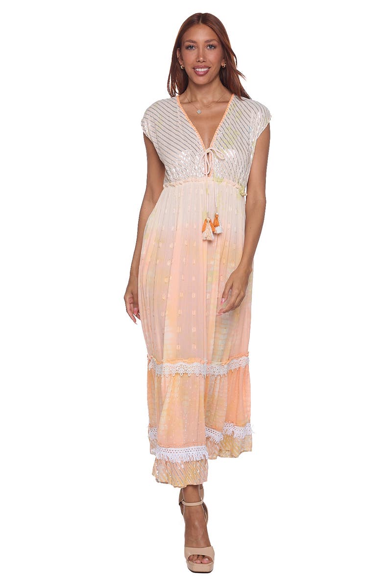 RANEES Tassel Cover-Up Maxi Dress, Alternate, color, Peach