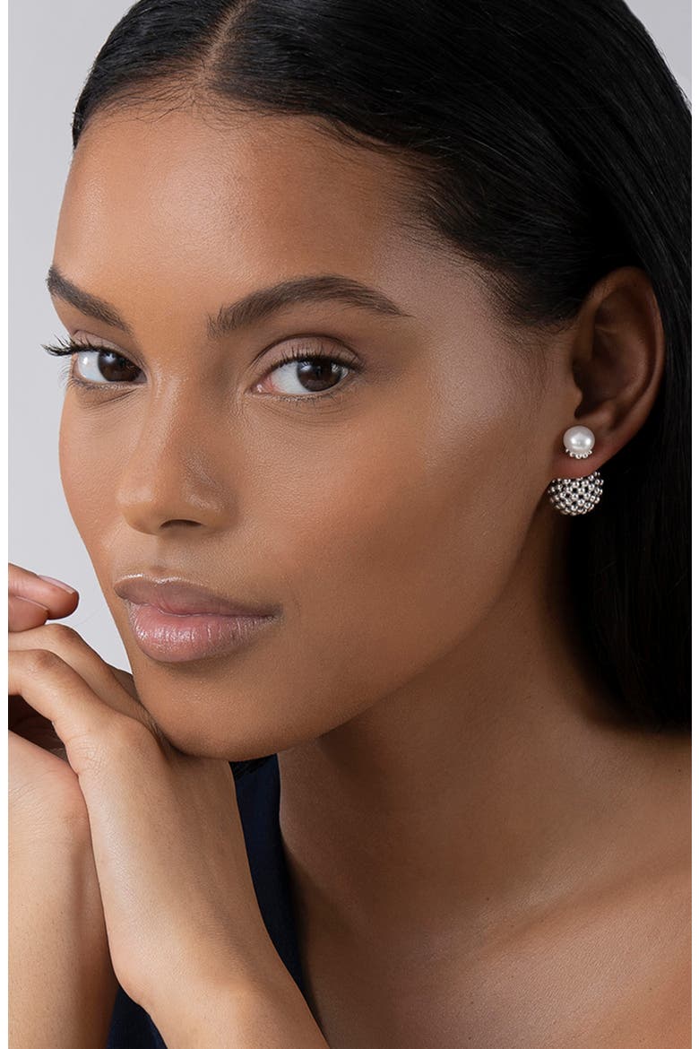 Caviar & Pearl Stud Earrings, Alternate, color, PEARL