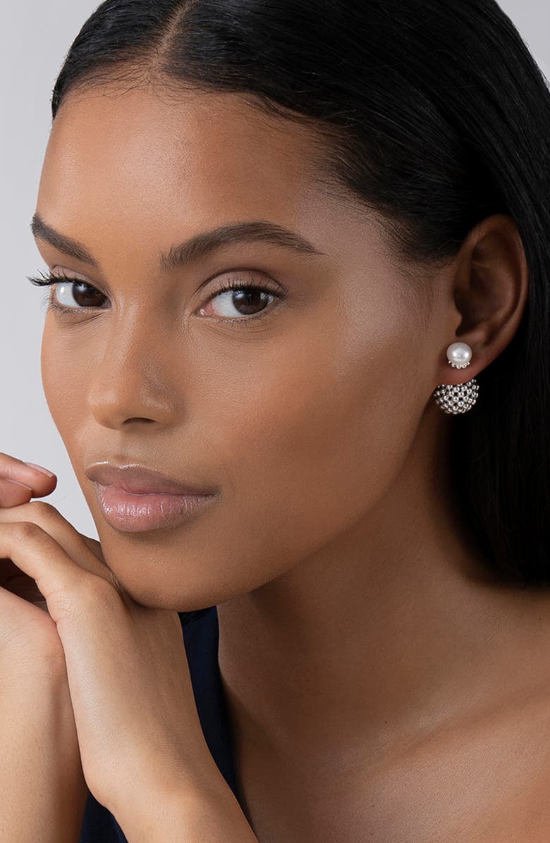 LAGOS Caviar & Pearl Stud Earrings, Alternate, color,