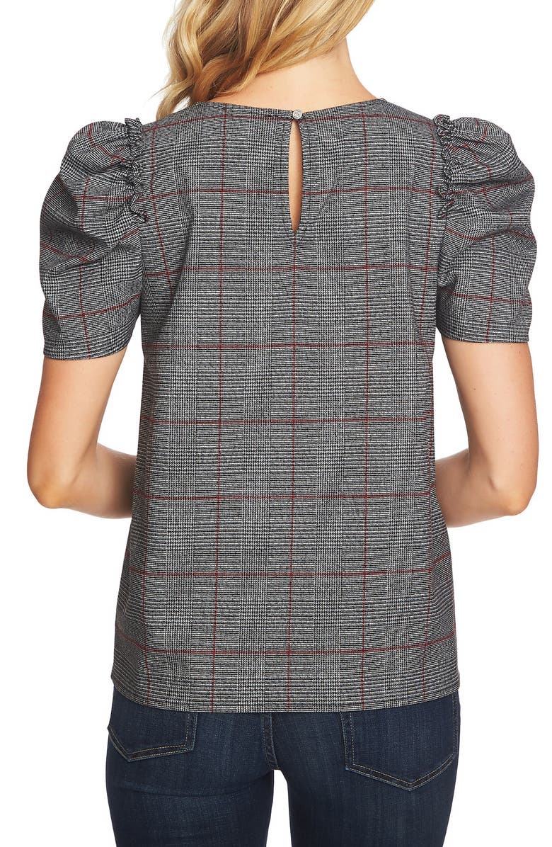 CeCe Puff Sleeve Plaid Blouse, Alternate, color, 