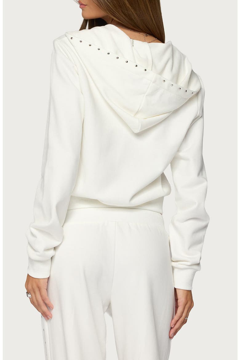 Enid Studded Zip-Up Hoodie, Alternate, color, WHITE