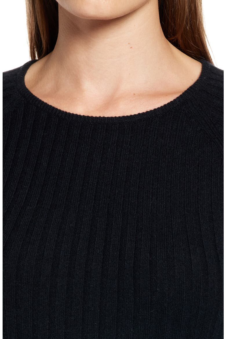 Rib Long Sleeve Midi Sweater Dress, Alternate, color, BLACK