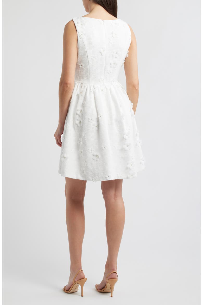 Floral Appliqué Sleeveless Fit & Flare Dress, Alternate, color, IVORY