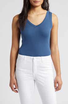 Caslon® V-Neck Cotton Blend Tank Top