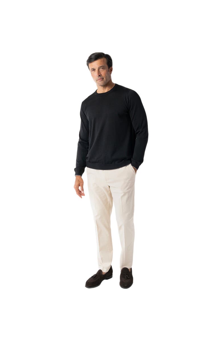 Robert Talbott Keaton Crewneck Sweater, Main, color, Black With Gray Tipping