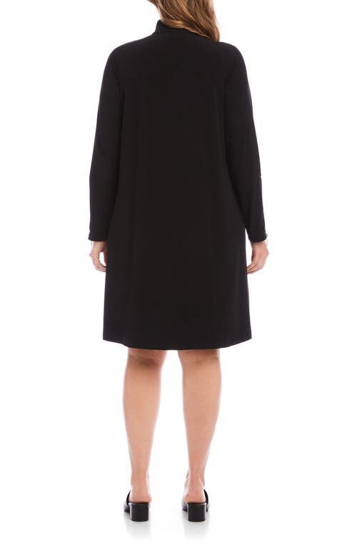Karen Kane Half Zip Long Sleeve Travel Dress In Black