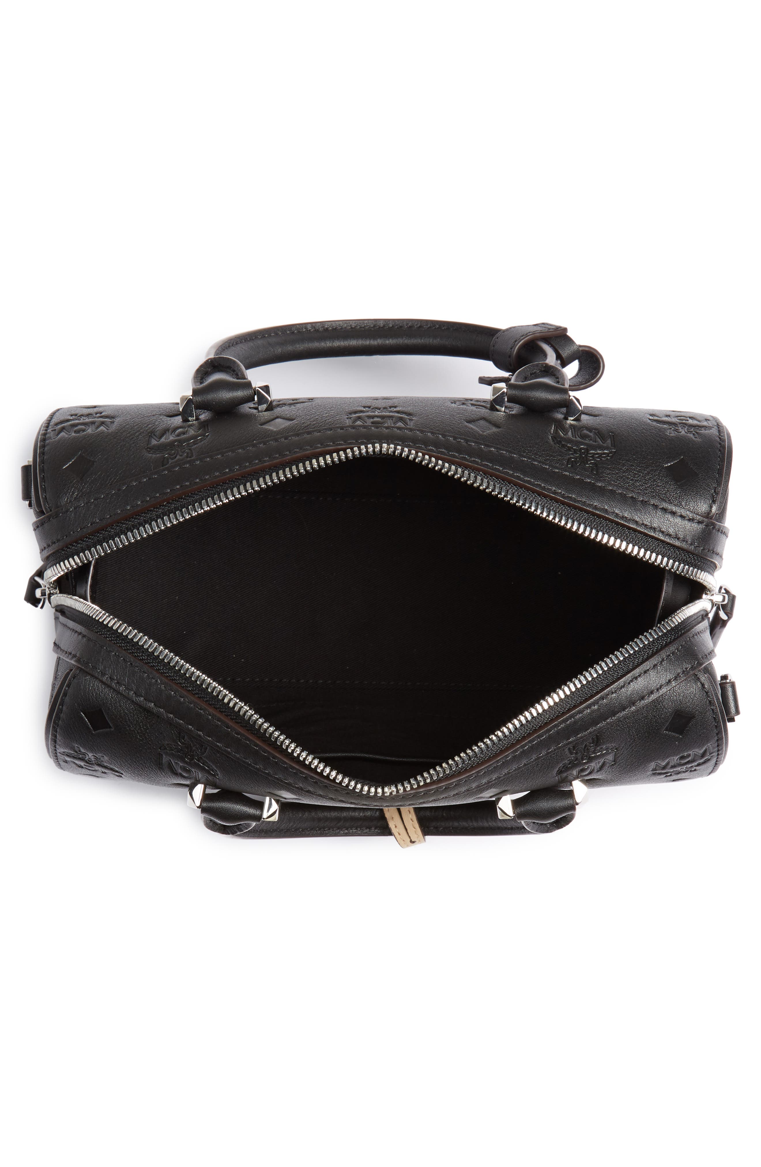 MCM Essential Monogram Leather Satchel, Alternate, color, 