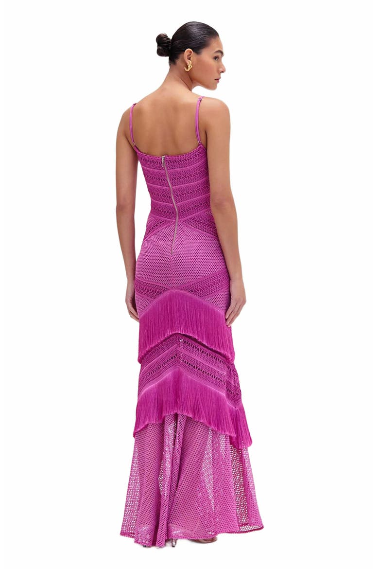 Sleeveless Fringe Maxi Dress, Alternate, color, CERISE