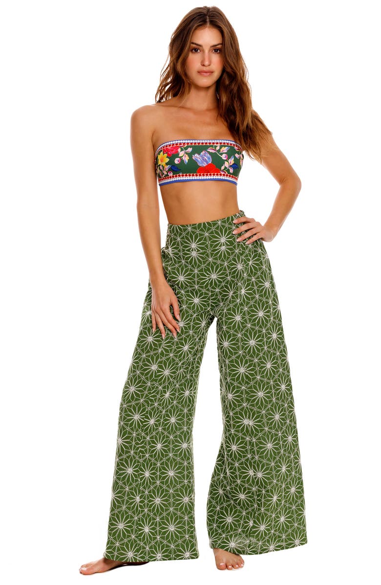 Agua Bendita Mar Vessel Embroidered Wide Leg Cover-Up Pants, Alternate, color, 