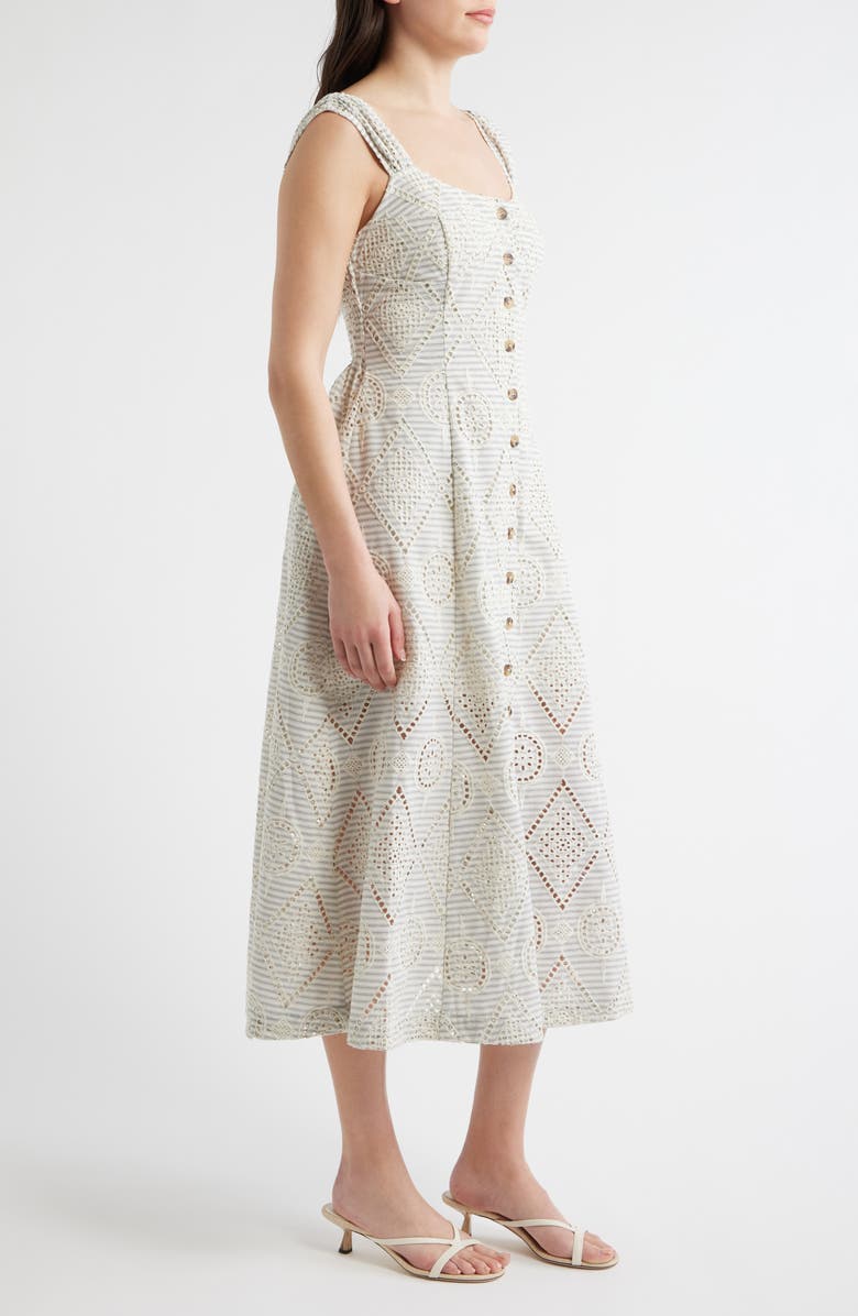 ZOE AND CLAIRE Eyelet Detail Stripe Dress, Alternate, color, Cream