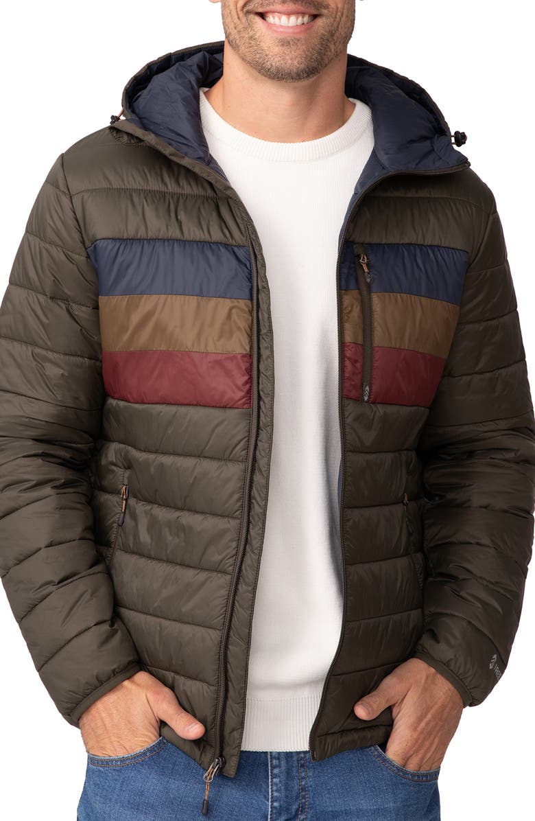 Free Country Colorblock Puffer Jacket, Main, color, Olive