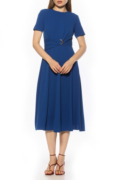 Xi Gathered Waist Midi Dress