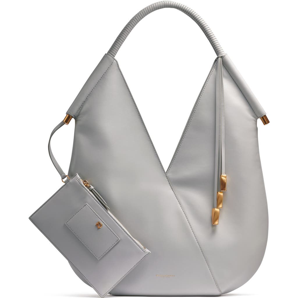 Donna Karan Baldwin Large Shoulder With Leather Wrapped Rounded Handle In Pearl Grey