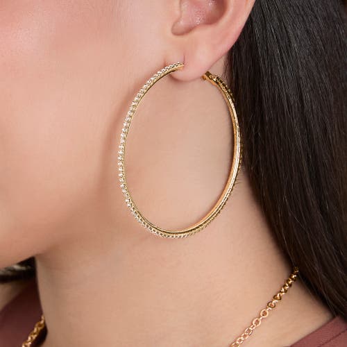 Jessica Simpson Crystal Hoop Earrings In Gold