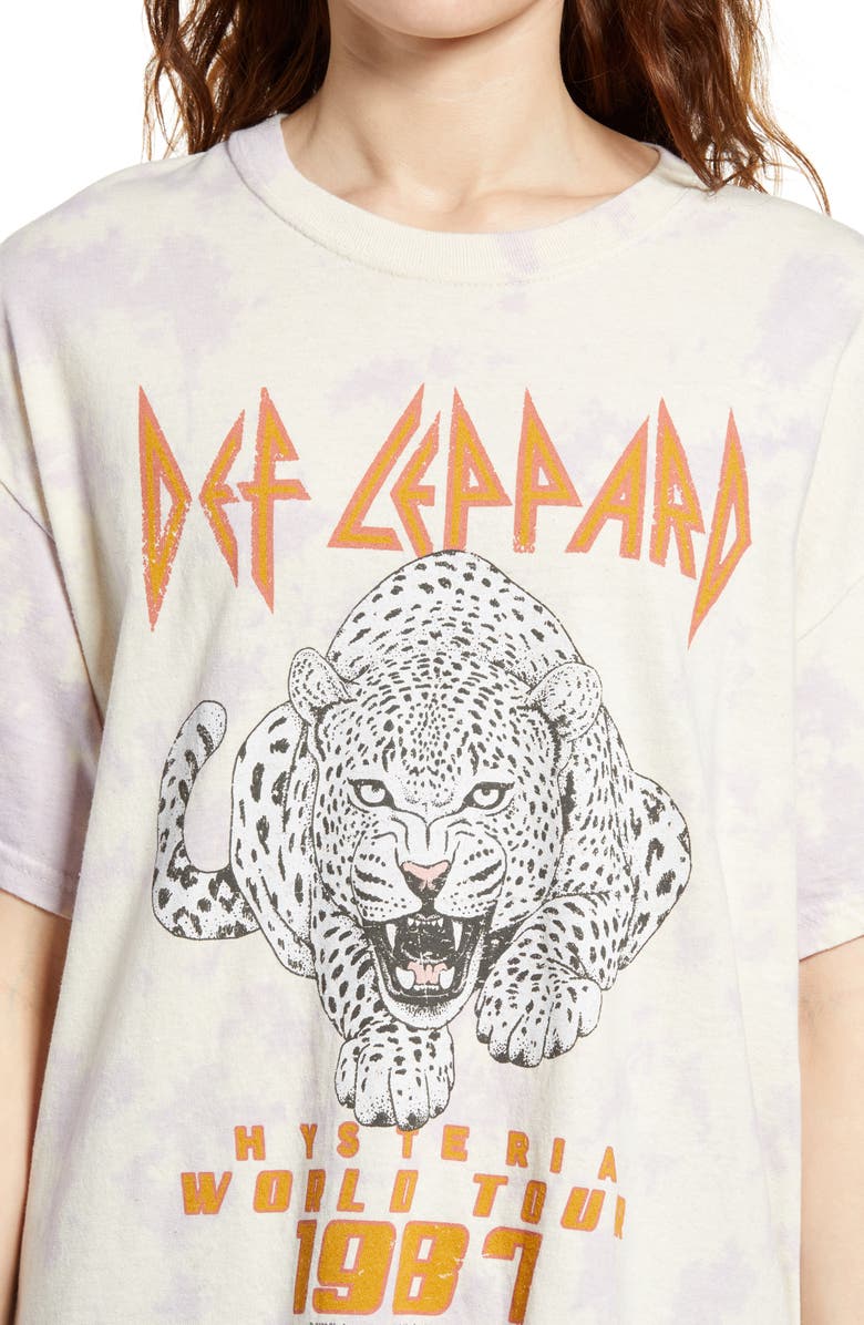 Vinyl Icons Def Leppard 1987 World Tour Tie Dye Women's Graphic Tee, Alternate, color,