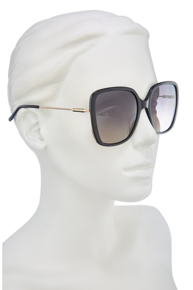 57mm Square Sunglasses, Alternate, color, BLACK GOLD GREY