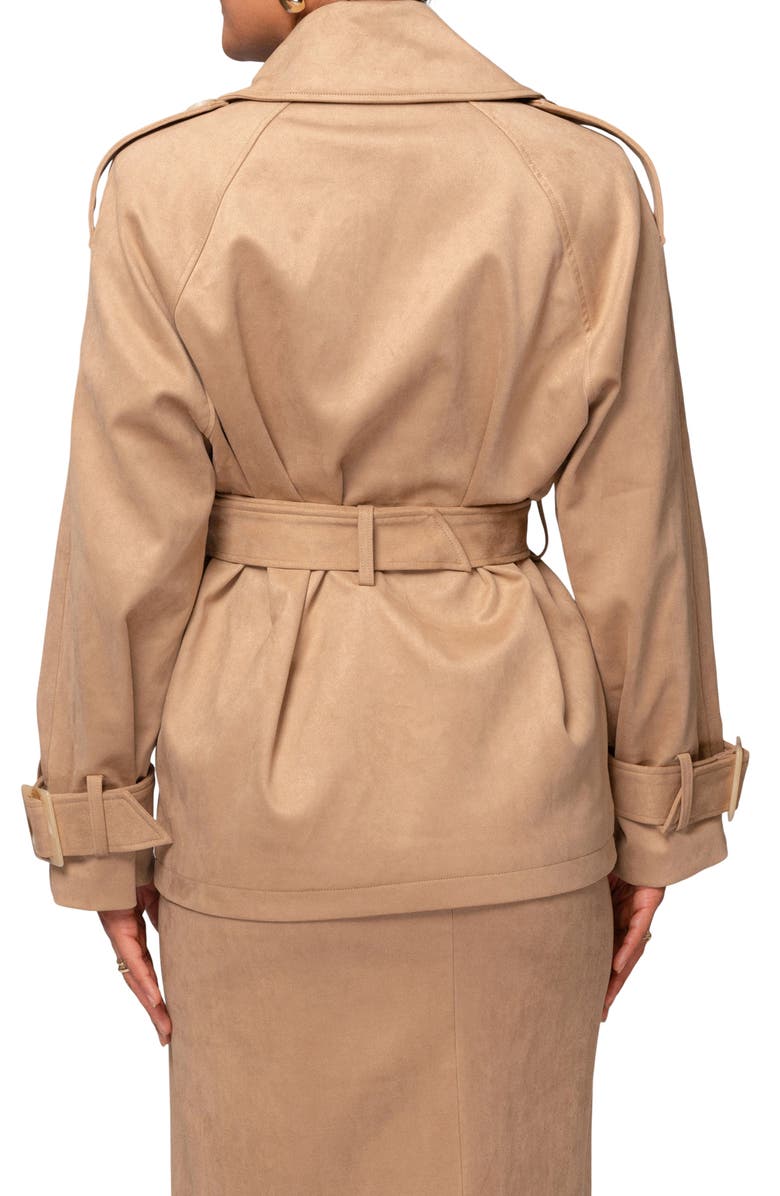 JLUXLABEL Nightfall Belted Suede Jacket, Alternate, color, Beige