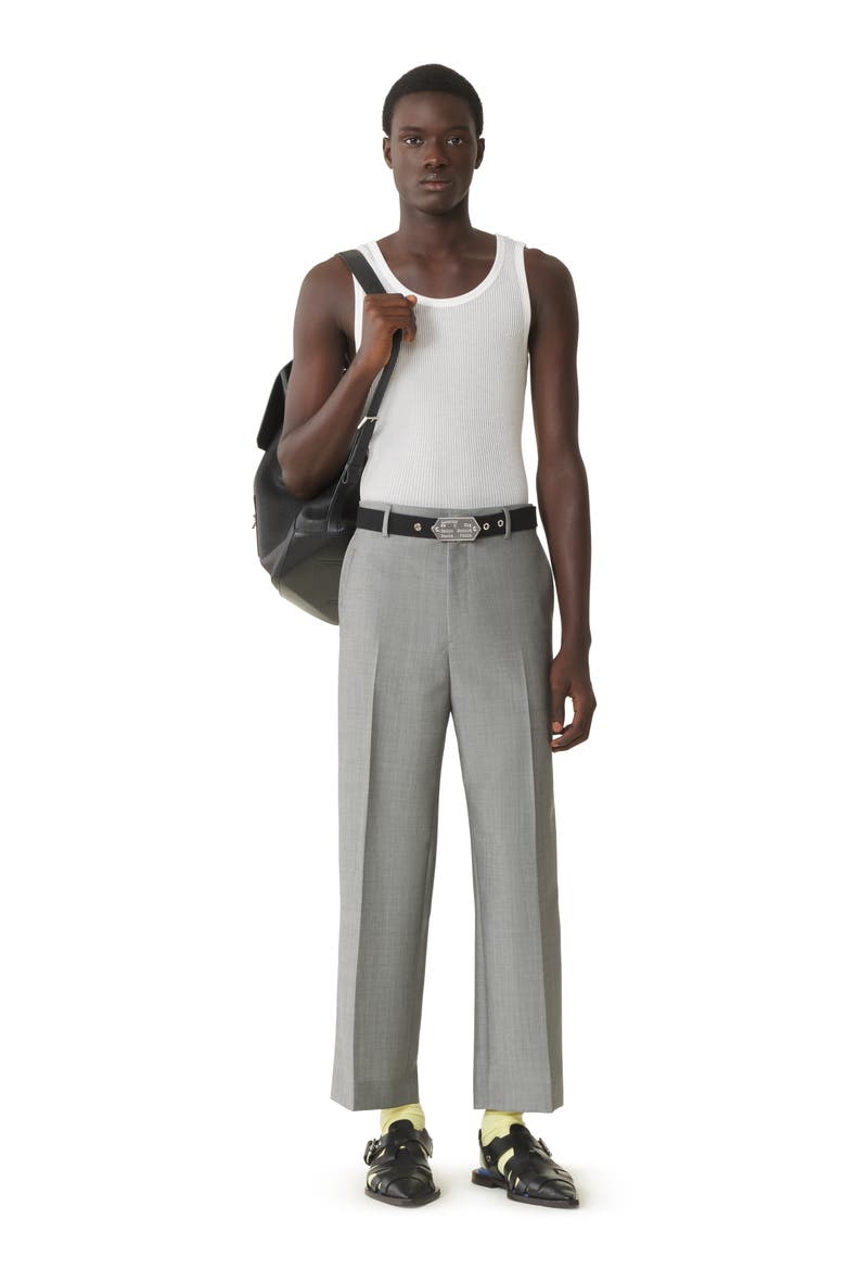 White Pleated Jersey Tank Top, Main, color, White