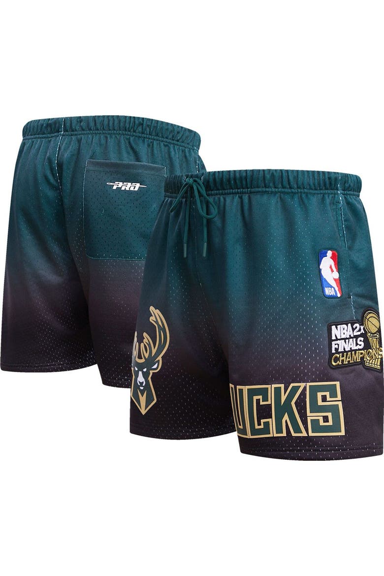Men's Pro Standard Black/Hunter Green Milwaukee Bucks Ombre Mesh Shorts, Main, color, Purple