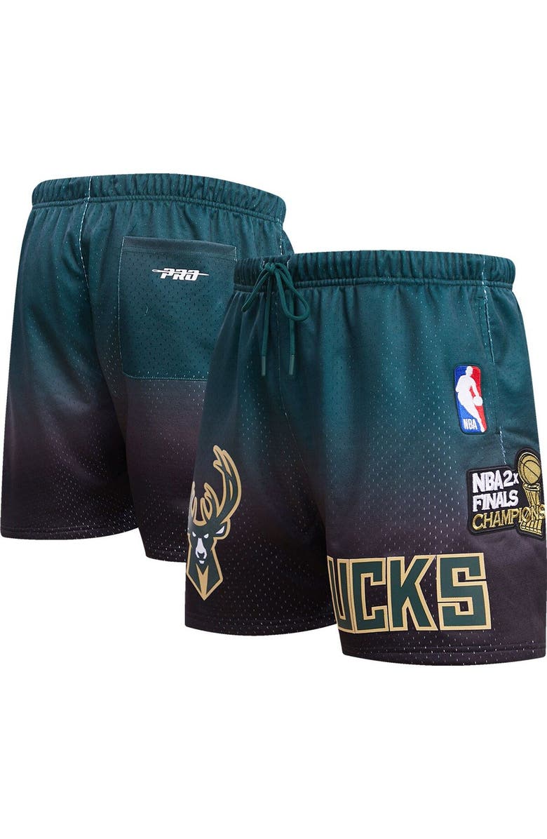 PRO STANDARD Men's Pro Standard Black/Hunter Green Milwaukee Bucks Ombre Mesh Shorts, Main, color, Purple