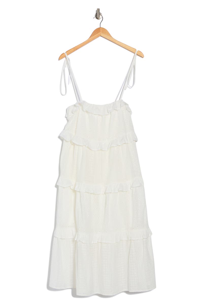 Lush Cotton Eyelet Tiered Midi Dress, Alternate, color, Off White