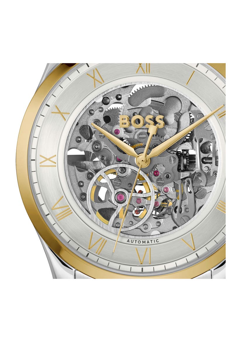 Principle Skeleton Automatic Bracelet Watch, 41mm, Alternate, color, SILVER WHITE