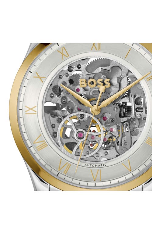 Hugo Boss Boss Principle Skeleton Automatic Bracelet Watch, 41mm In Silver White