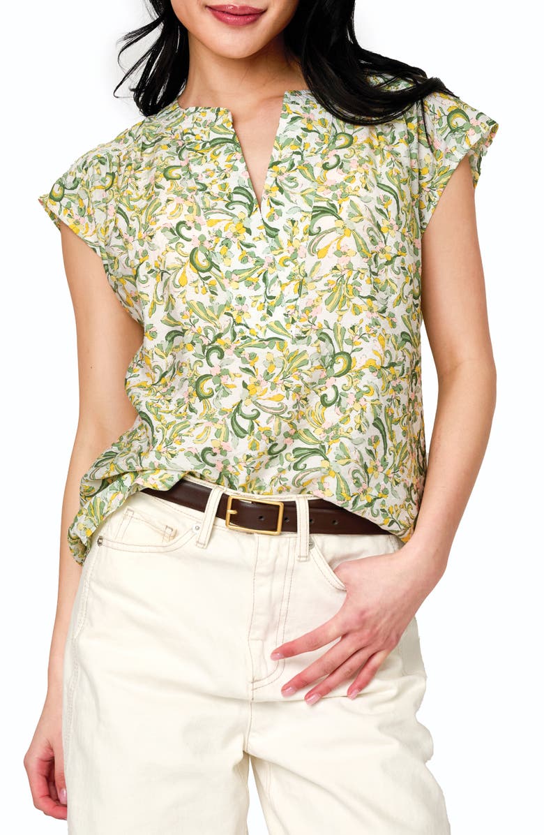 GIBSONLOOK Split Neck Cap Sleeve High-Low Top, Main, color,