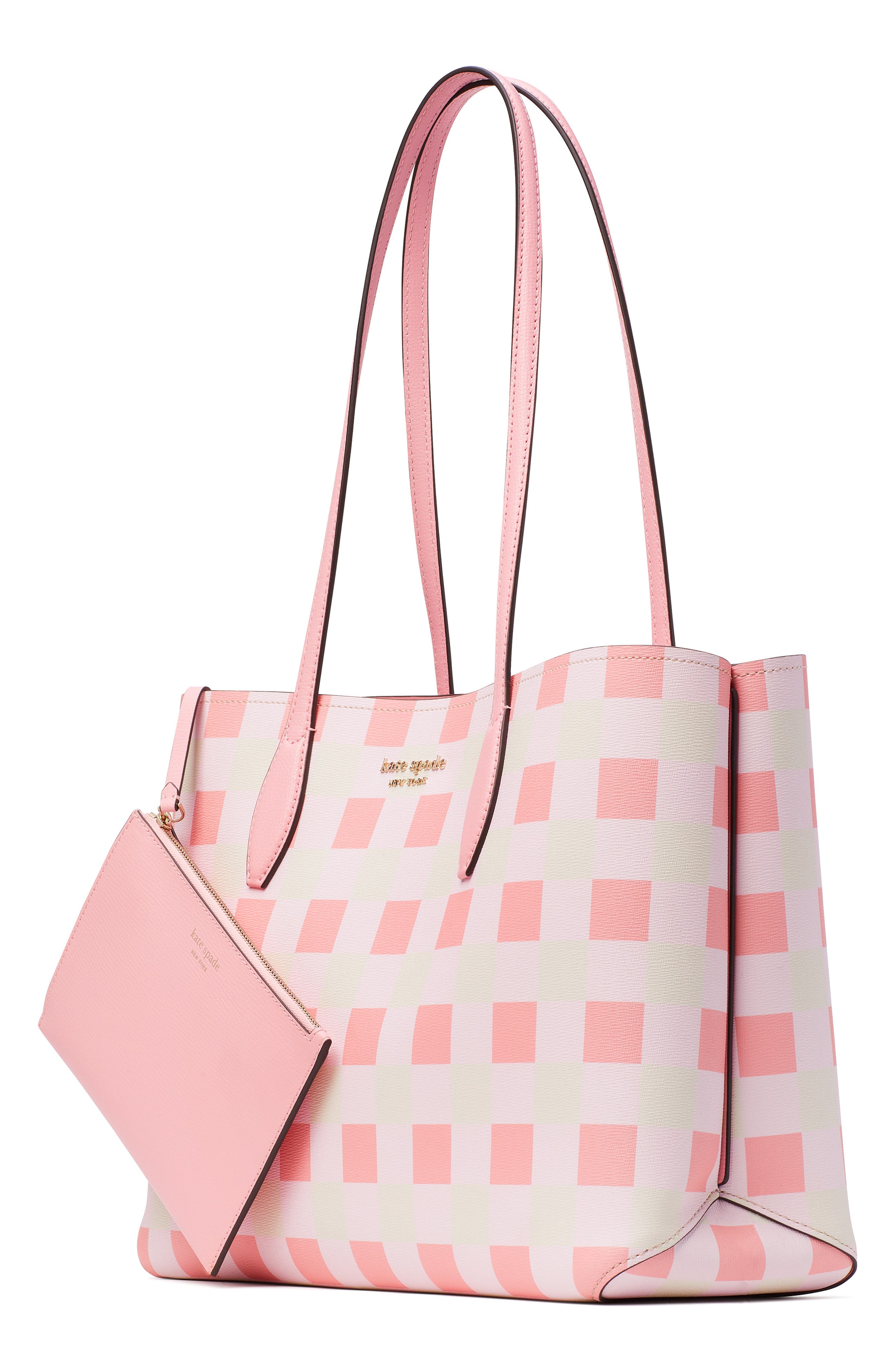 all day gingham print large tote, Alternate, color, GRAPEFRUIT SODA MULTI.